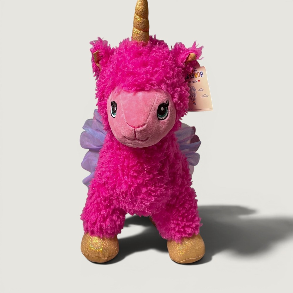 Build-A-Bear Pink Sparkle Llamacorn Plush Gold Horn Tutu 027741 NWT